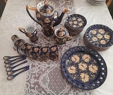 cay servis: Çay dəsti, rəng - Göy, Farfor, İtaliya — 1