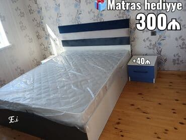 taxt: Yeni, İkinəfərlik çarpayı, Matras ilə, Siyirməsiz, Azərbaycan — 1