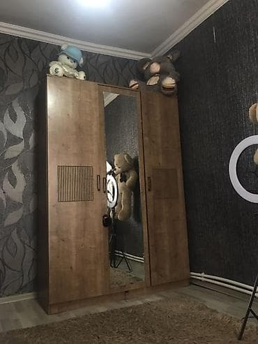 qardirob mebel: 3 qapılı, Güzgülü, Qəhvəyi, Taxta, Açılan, Düz dolab — 1