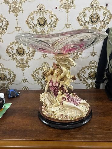 şirniyyat qablari: Dekorativ şüşə meyvə qabı – heykəl kompozisiyalı - Üst hissə: qalın — 3