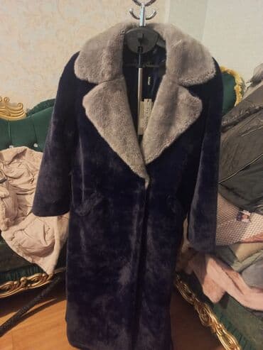 шуба из овчины азербайджанская: Məhsul: Uzun xəz palto - Rəng: əsas göy (tünd lacivərd), yaka və ön — 1