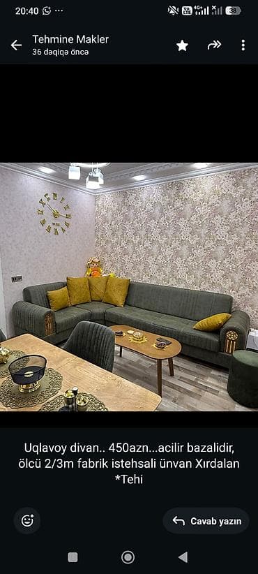Uqlavoy divan. 450azn. acilir bazalidir, ölcü 2/3m fabrik istehsali