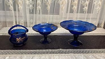 Kobalt mavi şüşədən 3 hissəli dəst - Tərkib: 1 ədəd qapaqsız