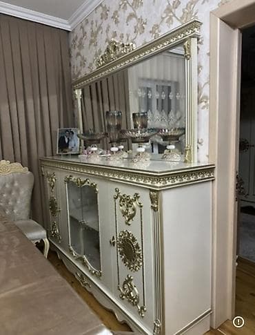 barnı stul: Klassik üslubda dəst mebellər Yemək otağı: - Ağ-krem rəngli, qızılı — 1