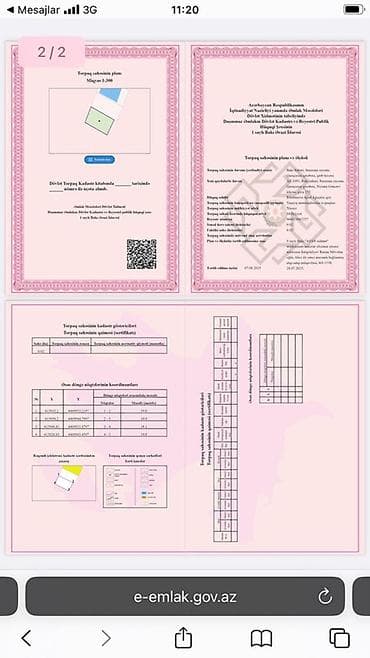 suraxani torpaq: 2 sot, Tikinti, Mülkiyyətçi, Kupça (Çıxarış) — 3