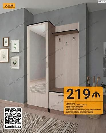 Dəhliz Dolabı – Kod: 1720 - Ölçü: D 35 x H 200 x E 90 sm - Rəng — 1