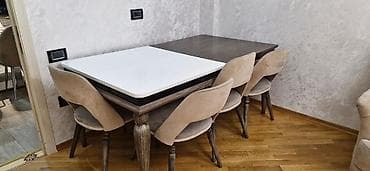 Qonaq otağı üçün, İşlənmiş, Açılan, Dördbucaq masa, 6 stul