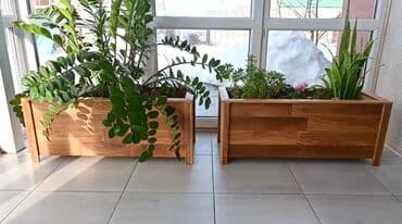 taxtadan gul qablari: Dibçəklər – bağ, eyvan, terras və interyer üçün - Material: təbiağac — 9