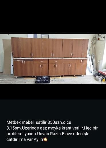 kamotlar mebel: Mətbəx mebeli satılır. Xüsusiyyətlər: - Üst və alt dolablar komplekt — 3