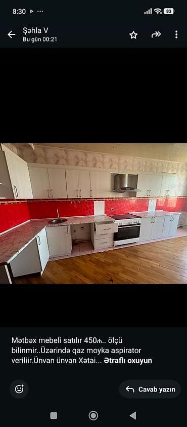 kreditle drel: 077 613 12 74 Mətbəx mebeli dəsti - Rəng: açıq ağ şkaflar, mərmər — 1
