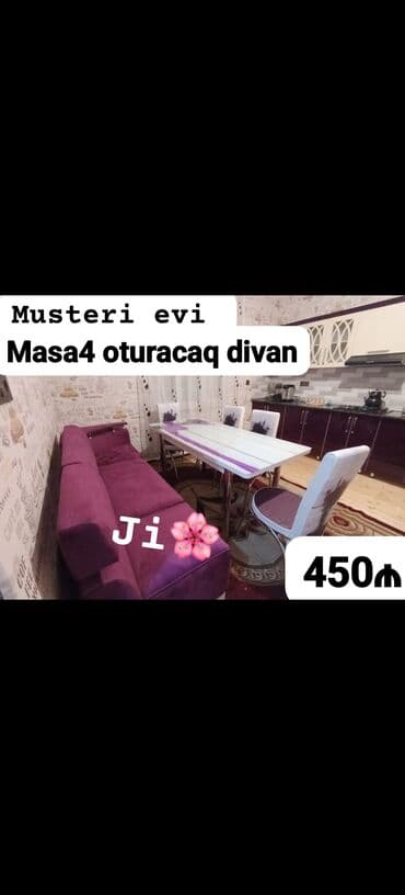 stol desdi: Qonaq otağı üçün, Açılmayan, Dördbucaq masa, 4 stul — 1