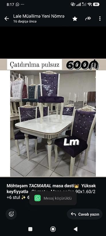 *Möhtəşəm _TACMARAL_ masa dəsti*👑 *Yüksək keyfiyyətlə* Qiymət  — 2