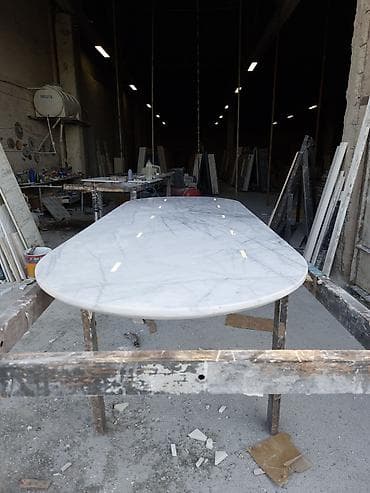 Мебель: Mərmər masa üstü – oval/uzunsov forma - Material: təbii ağ mərmər — 2