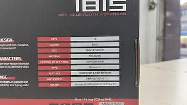 qara pp: R8 IBIS Mini Bluetooth Klaviatura - Bağlantı: Bluetooth - Düymə sayı — 3