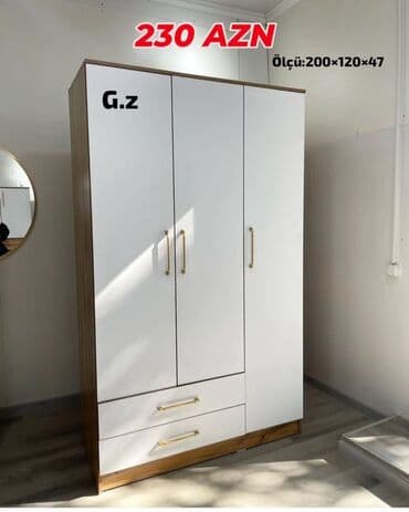 Dolablar: Açılan, 3 qapılı Düz dolab, Qarderob, paltar dolabı — 1