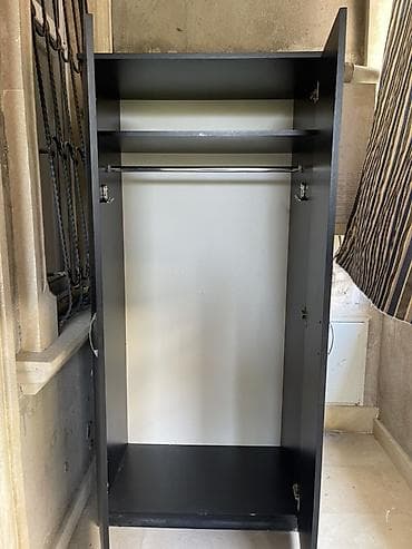 paltar sfaneri: İkiqapılı qarderob şkafı - Rəng: mat qara - Material: laminat/LDSP - — 6