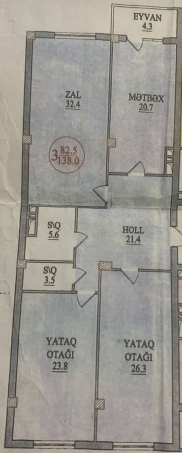 podmayak binalar: 3 otaqlı, Yeni tikili, m. Nəriman Nərimanov, 138 kv. m — 7