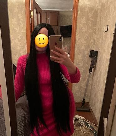 parik satışı: ÇOX UZUN HAMAR DÜZ QARA PARİK 90 SM. DOLAŞMİR DUBBEDUZDUR. TEBİİ — 3