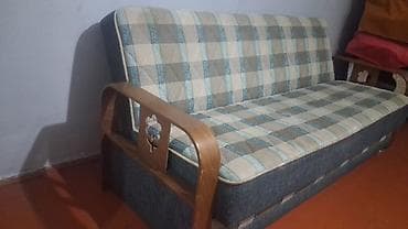 retro mebel: Klassik üslubda 3 nəfərlik divan - Dizayn: Mavi‑beji tonlarda dama — 2