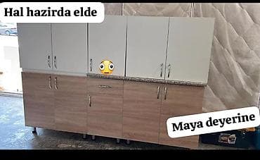 Мебель на заказ: - Kompüter/iş masası: ölçü E120 sm × H170 sm × D50 sm. Geniş iş səthi — 2