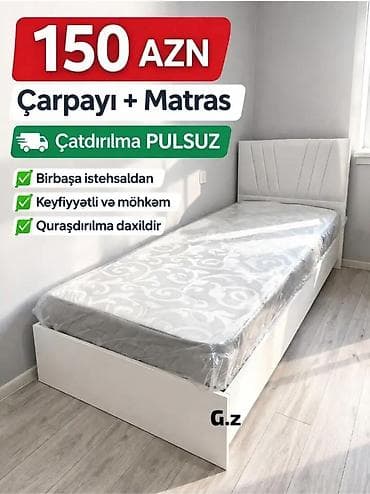 metbext stol stul: Təknəfərlik çarpayı, Matras ilə, Siyirməsiz — 1