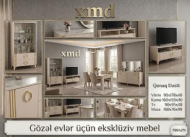 Qonaq Dəsti – eksklüziv dizaynlı mebel komplekti Tərkib və ölçülər: -