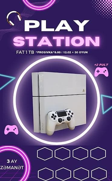 pc 4: PlayStation 4 (PS4) FAT, 1 TB yaddaş - Rəng: ağ - Proshivka: 9.00 / — 1