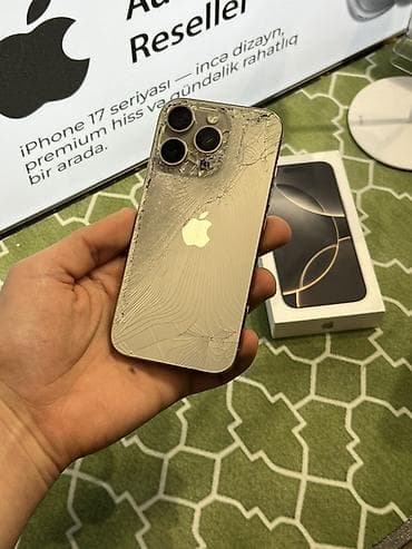 iwlenmiw ayfonlar: IPhone 16 Pro, 128 GB, Natural Titanium, Qırıq — 1