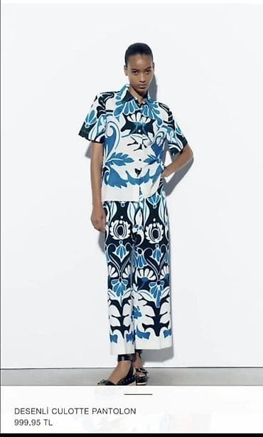 parasut salvar: ZARA “Desenli Culotte Pantolon” - Model: Culotte kəsim, qısa və geniş — 2