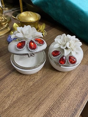 Biri 10 azndir Zərif dekorativ qutu cütü – zərgərlik/kiçik əşyalar