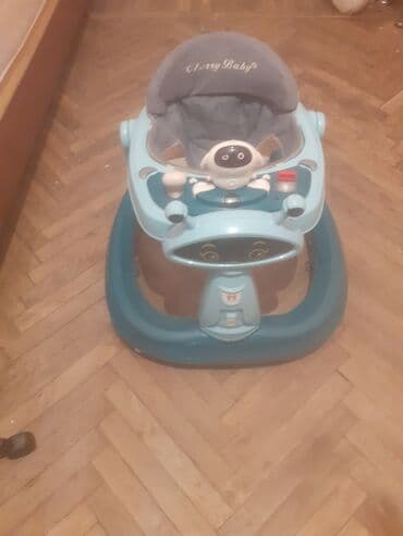 Uşaq geyimi və ayaqqabıları: AzzyBaby uşaq gəzdirəni (baby walker) - Rəng: açıq mavi/boz - Yumşaq — 2