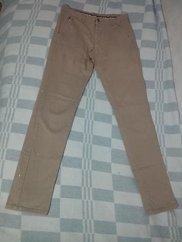 koja şalvar: Bej rəngli kişi şalvarı – chinos üslubu - Model: düz kəsim, daralan — 1