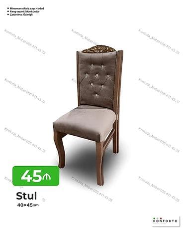 kohnə stul: Stul – 40×45 sm - Klassik üslubda, yumşaq oturacaq və hündür — 1
