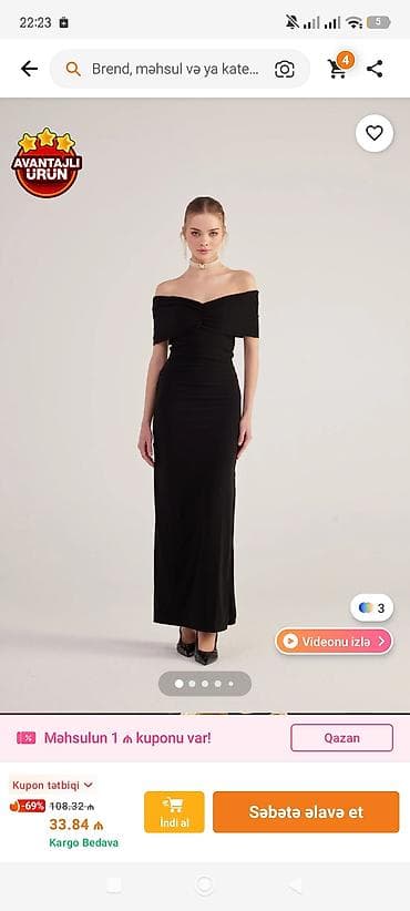 qara sade donlar: Qadınlar üçün elegant uzun qara don 36 bədən eyni şəkildəki model — 2