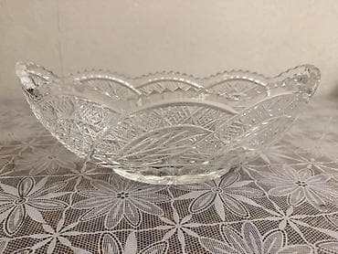 Kəsimli şüşə meyvə/şirniyyat qabı - Material: qalın, şəffaf kəsimli