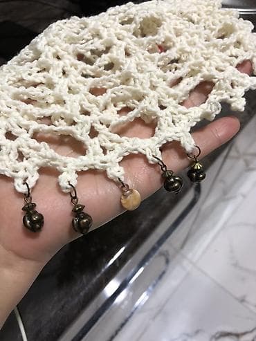 baş ortuyu: Əl işi krujeva saç örtüyü (şəbəkəli beret) - Material: yumşaq toxuma — 8