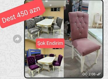 metbex stol stulları qiymetleri: Qonaq otağı üçün, Yeni, Açılmayan, Dördbucaq masa, 6 stul — 5