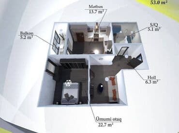 1 otaqlı kohnə tikili: 1 otaqlı, Yeni tikili, m. 28 may, 53 kv. m — 11