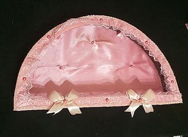 Pudra-çəhrayı rəngdə dekorativ yarımdairəvi səbət/dəstlik - Material