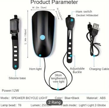 velosiped işığı: Elektrikli velosiped və velosipedlər üçün LED velosiped baş işığı, ABS — 2