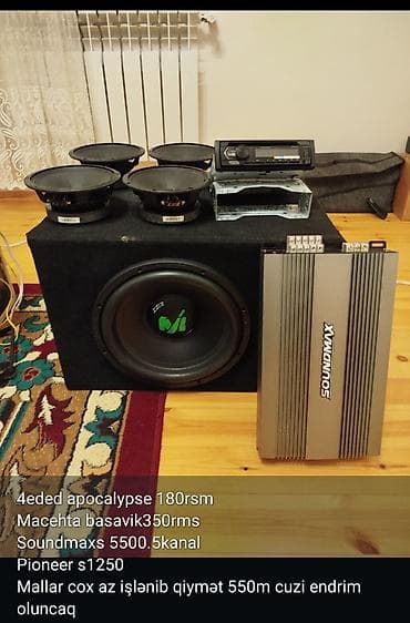 pionee: Avtoakustika dəsti Tərkib: - 4 ədəd Apocalypse mid — 180 RMS - — 1