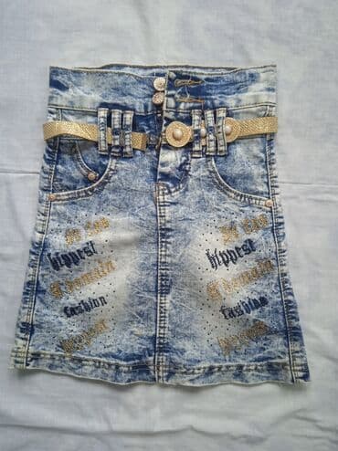 школьная форма для мальчиков: Uşaq üçün cins ətək - Model: açıq-mavi “acid wash” cins ətək - Kəmər — 1