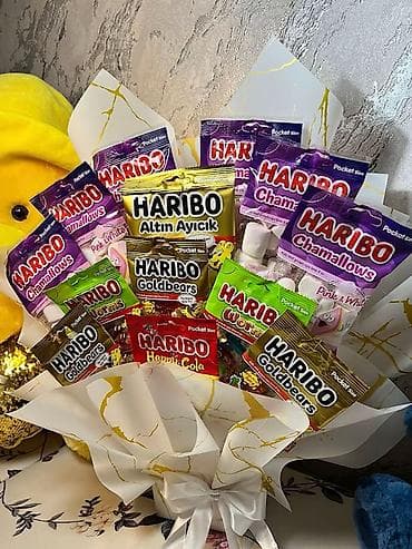 maqnitli pencere silen: Haribo şirniyyat buketi - Tərkib: müxtəlif “Pocket Size” Haribo — 1