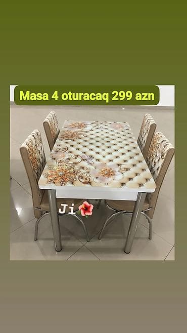 ataturk ciceyi: Mətbəx üçün masa və 4 stul dəsti - Komplekt: 1 masa + 4 oturacaq - — 2
