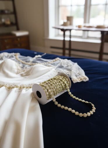 aksa: Bəzək lentləri və metal/zəncir krujevalar dəsti - Qızılı rəngdə — 1