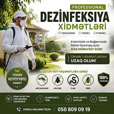 qarisqa: Dezinfeksiya, dezinseksiya | Birələr, Tarakanlar, Ağacları çiləmə | Evlər, Girişlər, Həyətlər — 2
