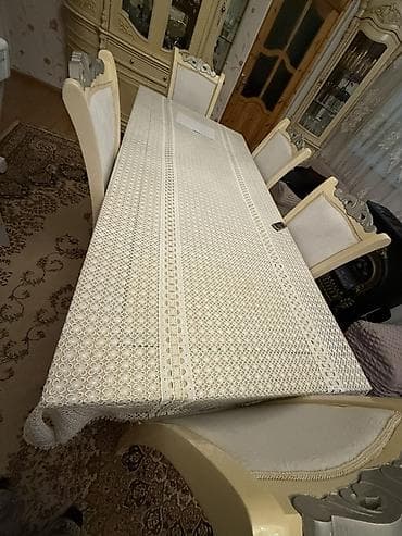 metal stul: Qonaq otağı üçün, Açılmayan, Dördbucaq masa, 6 stul — 2