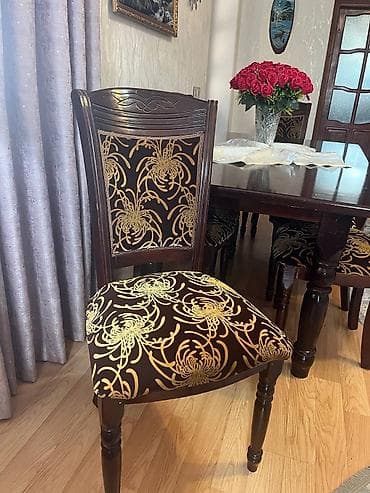 dekorativ ağaclar: Yemək otağı üçün klassik stol-stul dəsti - Dəst: 1 ədəd iri yemək — 2