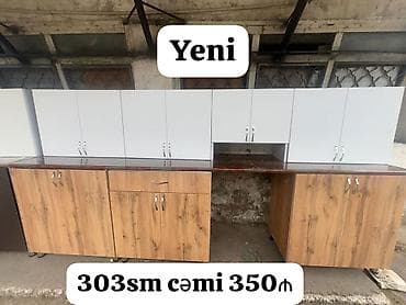 YENİ mətbəx mebeli dəsti - Üst dolablar: ağ rəngli, çox bölməli, asma