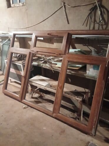 plastik kapi pencere: İşlənmiş İkiqat şüşə paketi Plastik pəncərə, Еni: 180 sm, Uzunluğu: 180 sm — 2